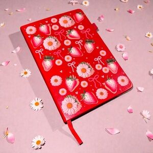 Red Strawberry and Daisy Notebook